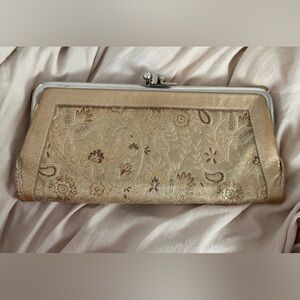 Noymer vintage leather gold floral tapestry wallet